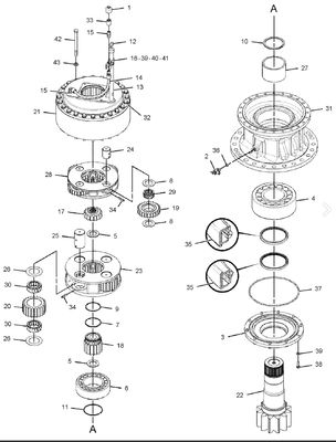 333-2959 3332959 DRIVE GP SWING WITHOUT MOTOR 199-4539 1994539 SWING DRIVE GROUP REDUCTION GEARBOX FOR CAT E336D E330C E330D E336D2 E336E E336F